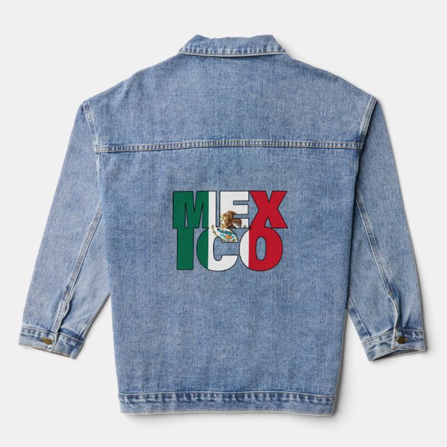 Veste En Jean Art Word du drapeau mexicain empilé (Verso)
