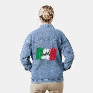 Veste En Jean Artistic Brushstroke Italy Flag