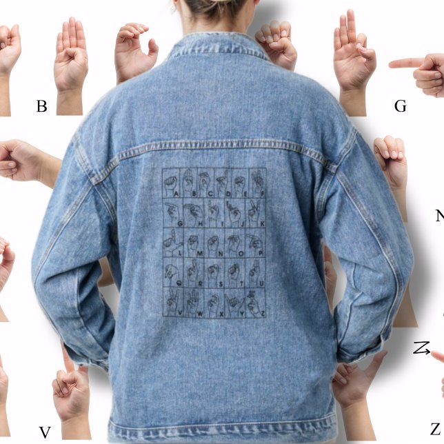Veste En Jean ASL American Sign Language Alpabet Bleu (Créateur téléchargé)