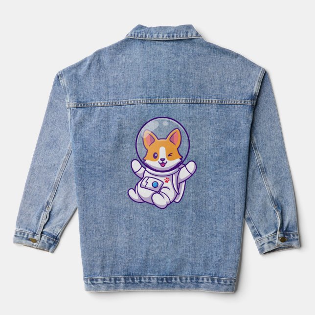 Veste En Jean Astronaut Chien mignon Sweatshirt de conception de (Verso)