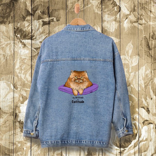 Veste En Jean Attitude de chat drôle (Créateur téléchargé)