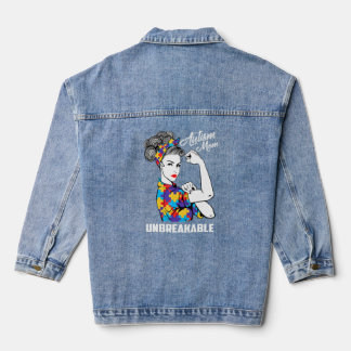 Veste En Jean Autism Mom Unbreakable Sensibilisation sur l'autis