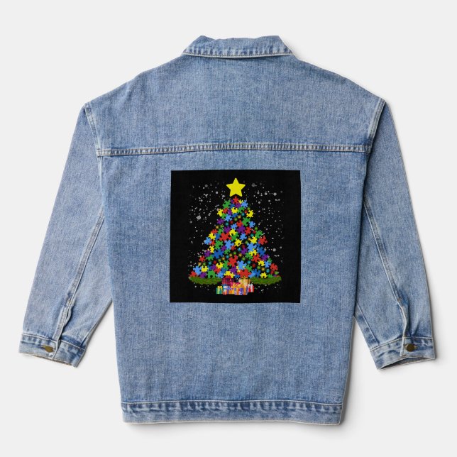 Veste En Jean Autisme - Arbre de Noël (Verso)