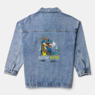 Veste En Jean Autisme Soeur Dinosaur Leopard Headband Autisme Aw