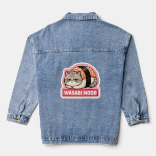 Veste En Jean Autocollant de sushi de chat grincheux Wasabi Mood
