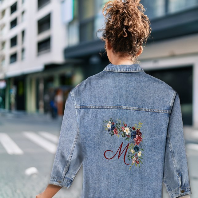 Veste En Jean Automne Flores Rustiques Monogramme sur mesure Ini (Créateur téléchargé)