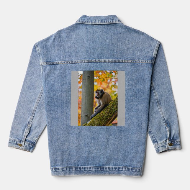 Veste En Jean Autumn Curiosity: Monkeys at the Zoo in Fall (Verso)