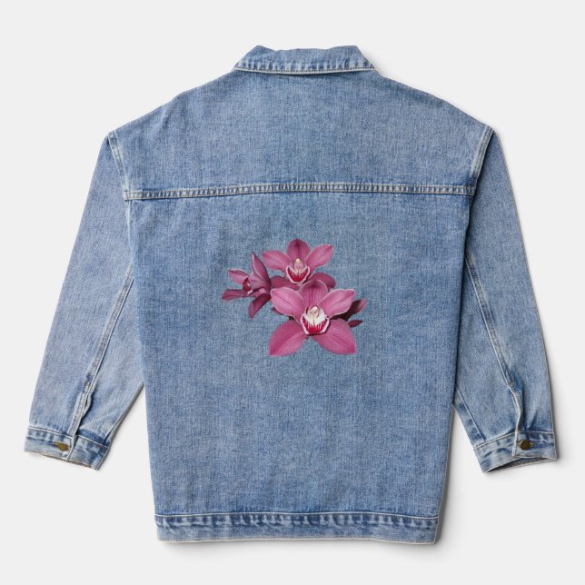 Veste en jean aux Cymbidium Orchidées Roses (Verso)