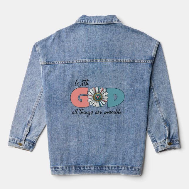 Veste En Jean Avec Dieu Tout est possible (Verso)
