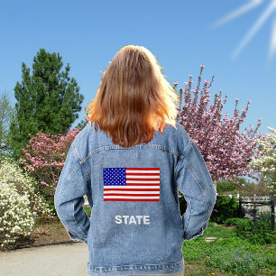 Veste en jean avec drapeau américain personnalisé