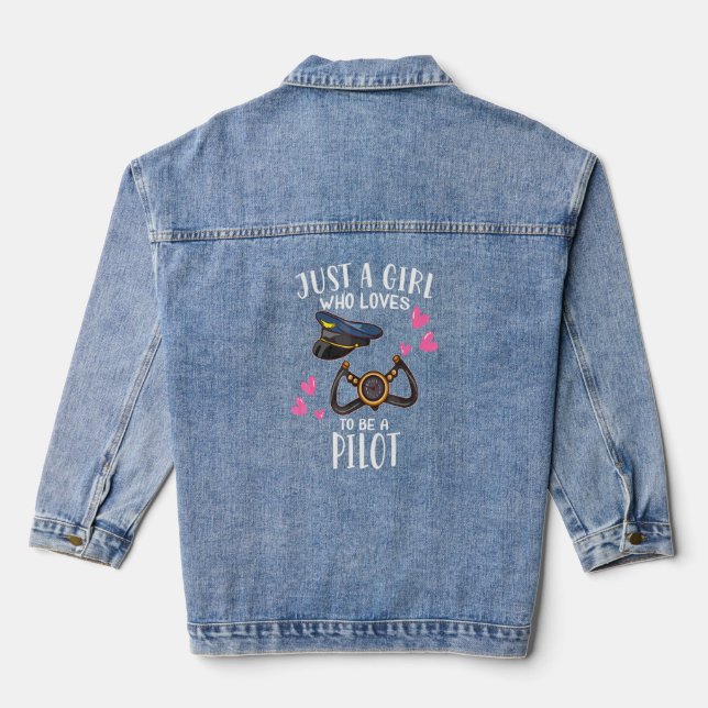 Veste En Jean Avion Juste Une Fille Qui Aime Être Pilote (Verso)