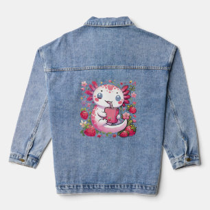 Veste En Jean Axolotl Boire du lait de fraise japonais