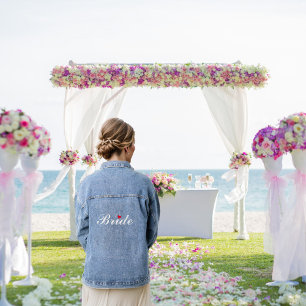 Veste En Jean Bachelorette Mariage de la mariée du coeur rouge