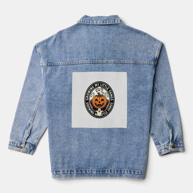 Veste En Jean Badge de citrouille de vampire faisant pousser mes (Verso)