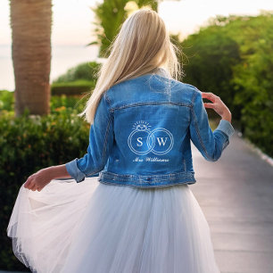 Veste En Jean Bagues de mariage monogramme personnalisées