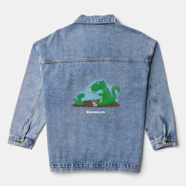 Veste En Jean Baguettes mignonnes grillant des marshmallows dess (Verso)