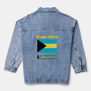 Veste En Jean Bahamas et Drapeau bahaméen Personnalisation jaune