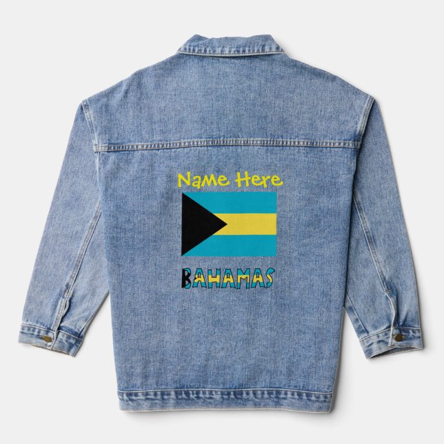 Veste En Jean Bahamas et Drapeau bahaméen Personnalisation jaune (Verso)