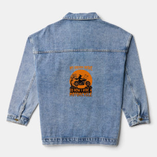 Veste En Jean Balai Casse Halloween Sorcière Moto Chauves-Souris