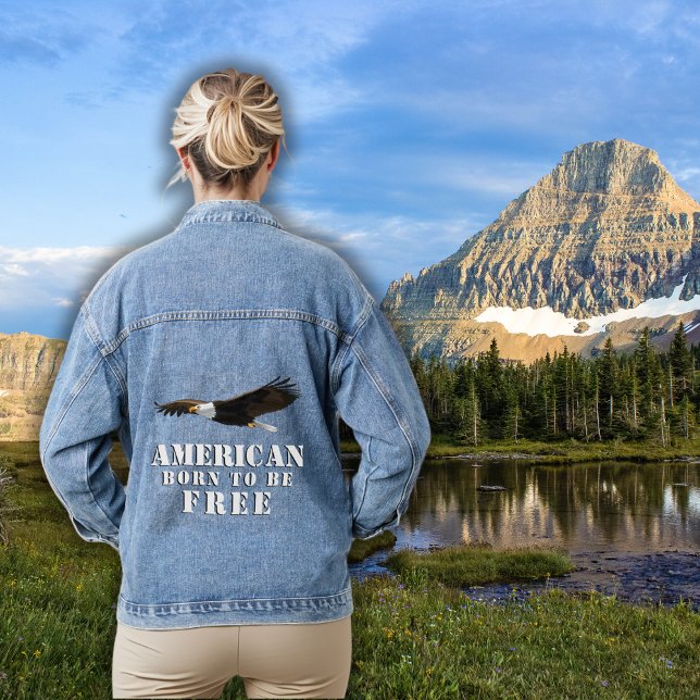 Veste En Jean Bald Eagle Américain né libre (Créateur téléchargé)