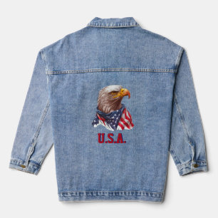 Veste En Jean Bald Eagle avec drapeau américain - États-Unis.