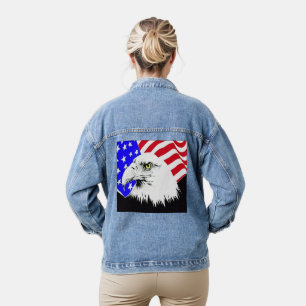 Veste En Jean Bald Eagle et les femmes du drapeau américain