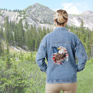 Veste En Jean Bald Eagle 'Merica drapeau patriotique