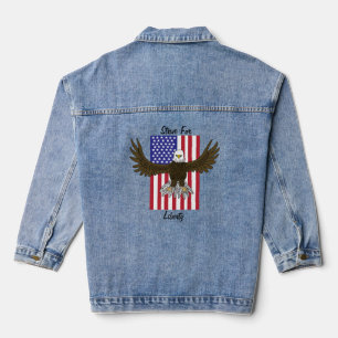 Veste En Jean Bald Eagle USA Drapeau Grève Pour La Liberté