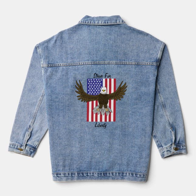 Veste En Jean Bald Eagle USA Drapeau Grève Pour La Liberté (Verso)