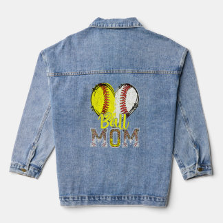 Veste En Jean Ball Maman Heart Baseball Softball Mama Femmes Mèr