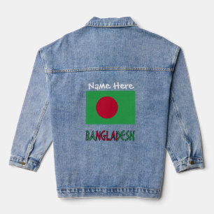Veste En Jean Bangladesh Drapeau blanc Personnalisation