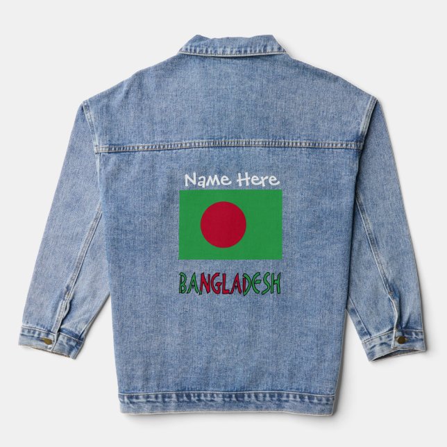 Veste En Jean Bangladesh Drapeau blanc Personnalisation (Verso)