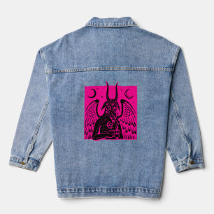 Veste En Jean baphomet pentagram lune café démon rose chaud