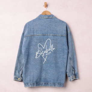 Veste En Jean Baseball Maman Coeur Personnalisé Baseball