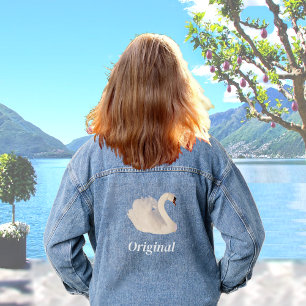 Veste En Jean Beau cygne et texte modifiable
