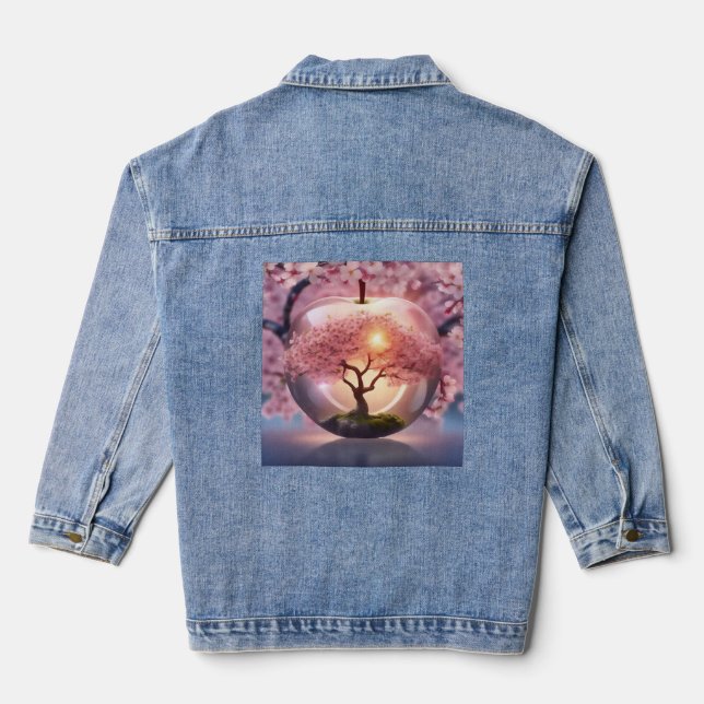 Veste En Jean "Beauté réfléchie : Pomme de verre avec arbre en f (Verso)