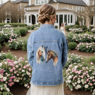 Veste En Jean Beaux Chevaux Style Boho Occidental