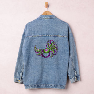 Veste En Jean Beaux cœurs roses verts modernes abstraits fractal