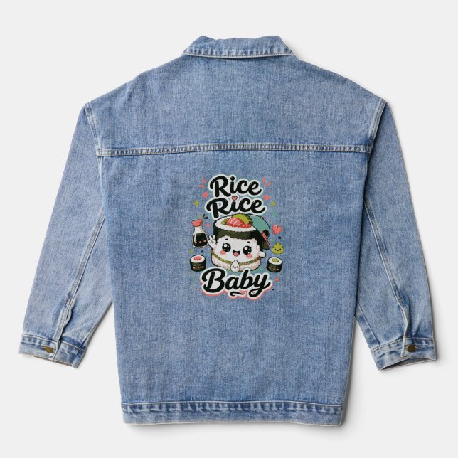 Veste En Jean Bébé Riz Riz Sushi Kawaii (Verso)