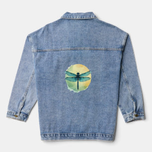 Veste En Jean Belle Aquarelle de libellule verte Art Insect Lo