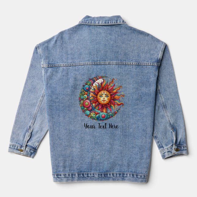 Veste En Jean Belle Astrologie avec la Lune et le Soleil (Verso)