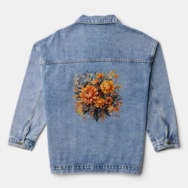 Veste En Jean Belle fleur d'automne 3D (Verso)