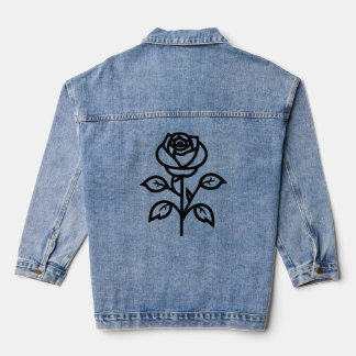 Veste En Jean Belle Rose noir Silhouette Flower