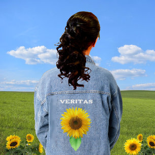 Veste En Jean Belle tournesol et typographie
