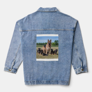 Veste En Jean Berger Allemand Personnalisable avec des Chiots Ad