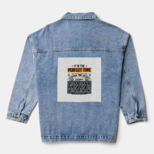 Veste En Jean Berger bohémien typographie vintage amateur de chi