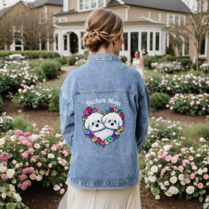 Veste En Jean Bichon Coeur en fleurs KiniArt