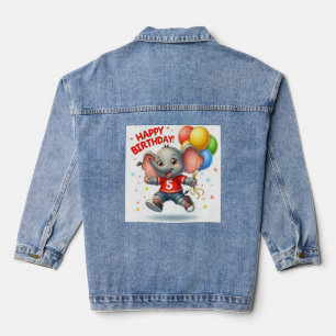 Veste En Jean Big Five Celebration : Elephant avec ballons aujou