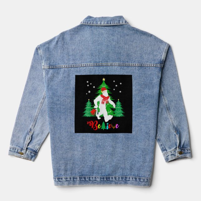 Veste En Jean Bigfoot Yeti Sasquatch Noël Croire Noël (Verso)