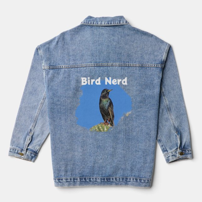 Veste En Jean Bird Nerd Starling Bird Hobby Birdwatcher (Verso)